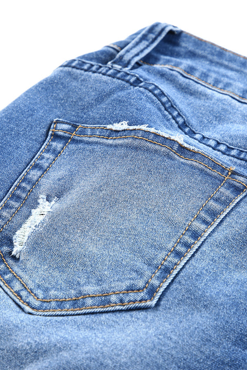 Acid Wash Roll-up Edge Bermuda Short Jeans