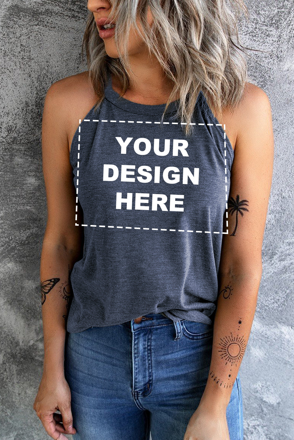 Solid Color Crew Neck Tank Top