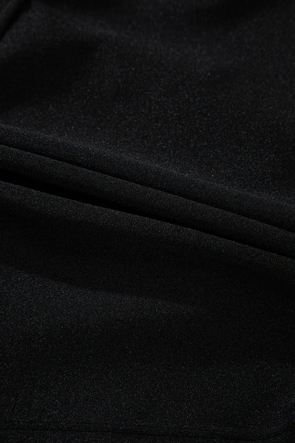 Black Drawstring Ruched High Waist Loose Swim Shorts