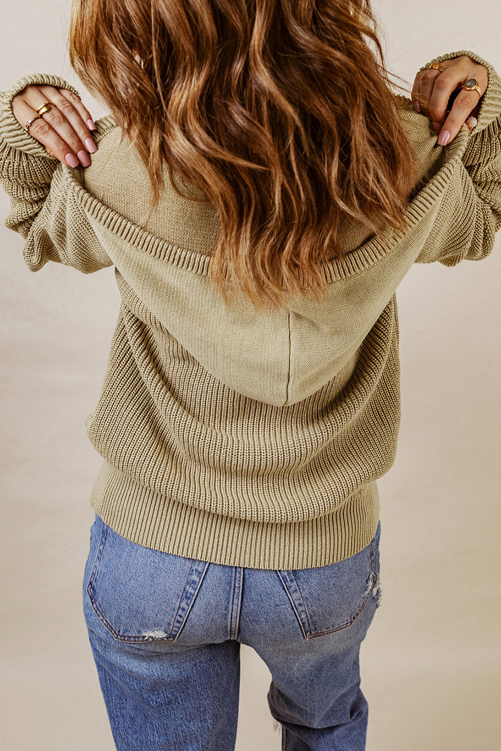 Pull à capuche col V Henley 