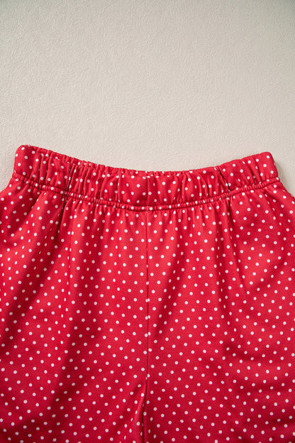 Red Plaid/ Polka Dot MERRY Holiday Long Sleeve Top and Shorts Set
