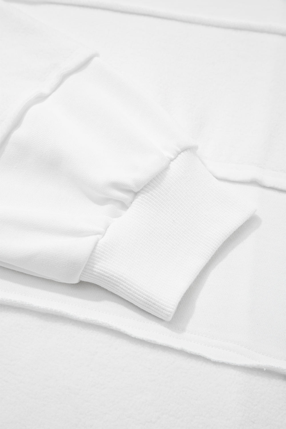 White Textured Raw Seam Plus Size Pullover Top and Drawstring Pants Set