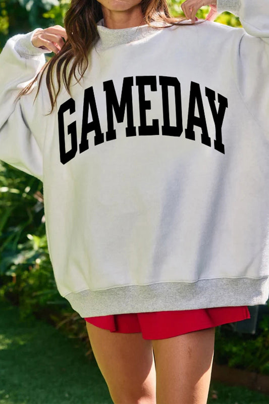 Light Grey FOOTBALL GAMEDAY Double Side Printed High Neck Reversible Sweatshirt