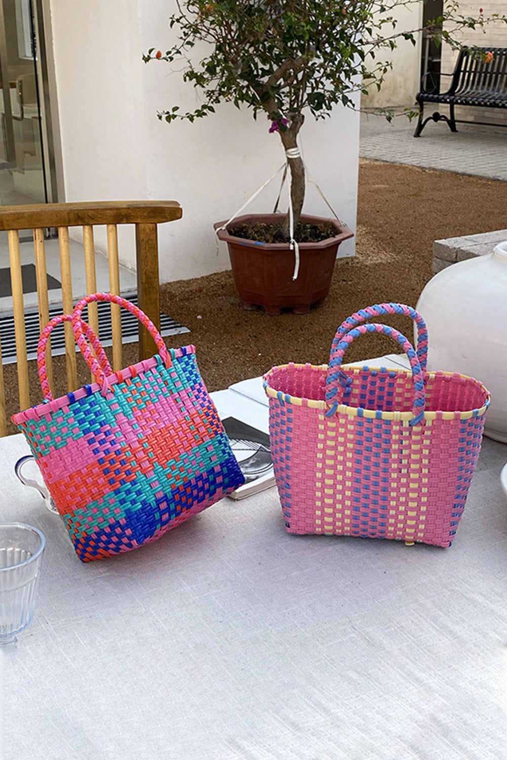 Bolso Tote Cesta Tejido Cuadrado 19*12*18cm