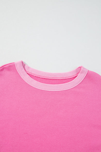 Ensemble haut à manches longues et short rose à imprimé patchwork