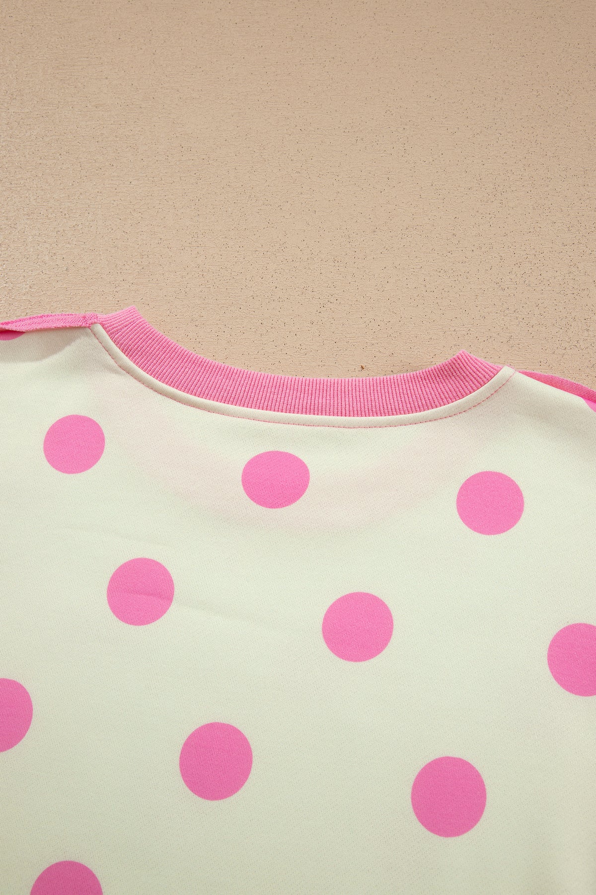 Yellow Polka Dot Contrast Patchwork Round Neck Baggy Sweatshirt