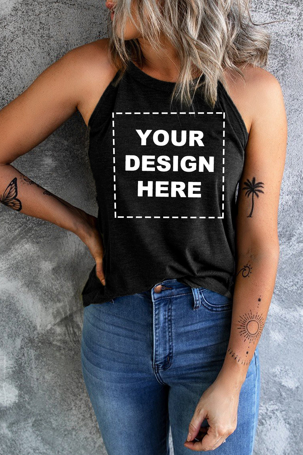 Solid Color Crew Neck Tank Top