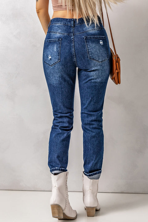 Distressed High Waist Skinny Jeans