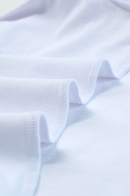 Camiseta con cuello en V y mangas abullonadas 