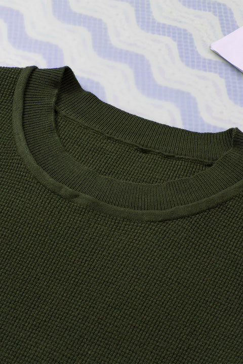 Jersey de punto liso con mangas a rayas verdes 