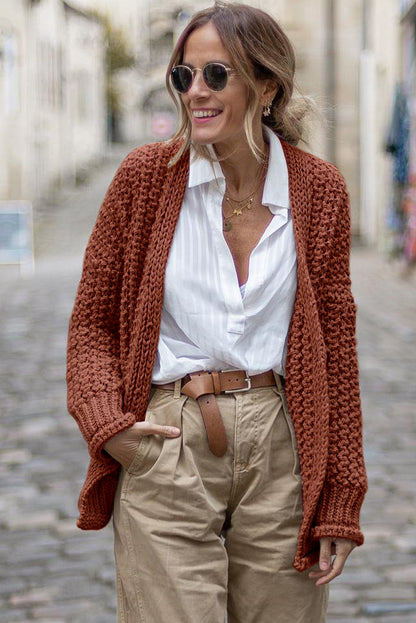 Cardigan vintage en maille torsadée boutonnée sur le devant 