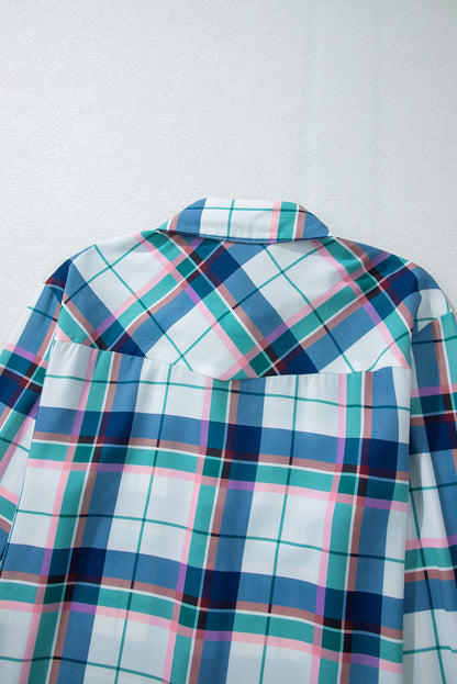 Ensemble 2 pièces chemise et short à carreaux bleus