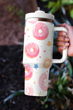White Doughnut Pattern Stainless Vacuum Cup with Handle 40oz