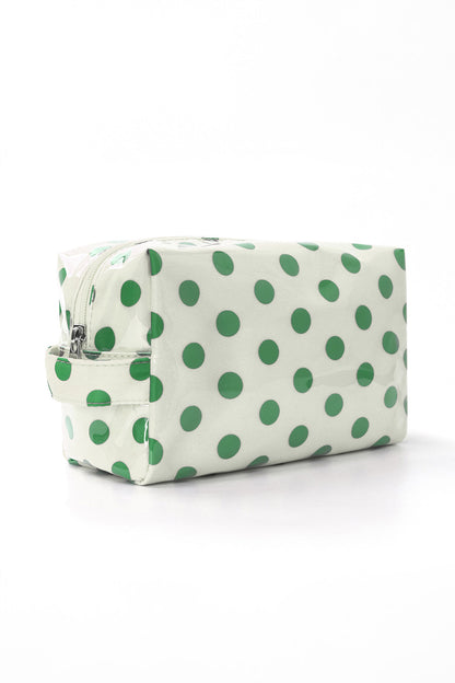 White Durable PVC Polka Dot Makeup Bag
