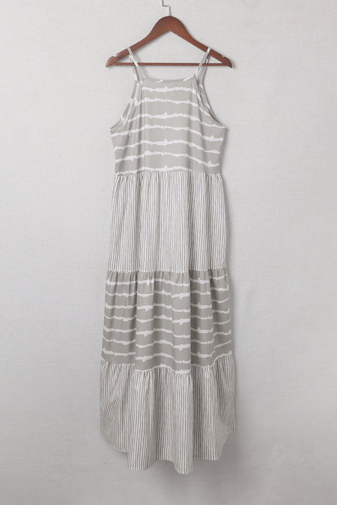 Striped Spaghetti Strap Long Dress