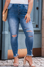 Plus Size High Rise Buttons Skinny Jeans