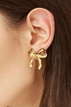 Gold Elegant Bow Design Studded Earrings