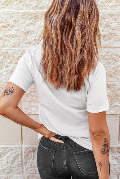 T-shirt graphique à col rond avec imprimé slogan