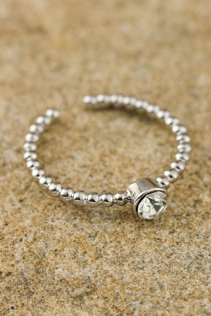 Ensemble de 3 bagues ouvertes en alliage argenté avec strass