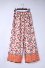 Floral Print Shirred High Waist Wide Leg Pants