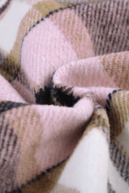 Veste à poches à imprimé géométrique à carreaux rose