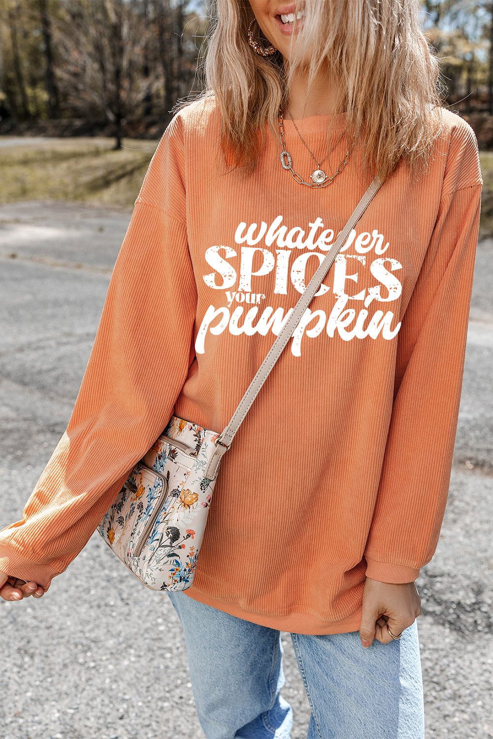 Sweat-shirt à cordon de serrage graphique Orange Whatever Spices Your Pumpkin