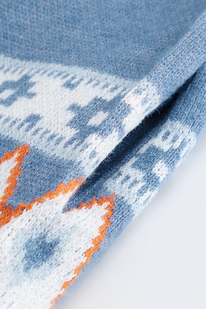 Cardigan ouvert en maille à imprimé aztèque gris 