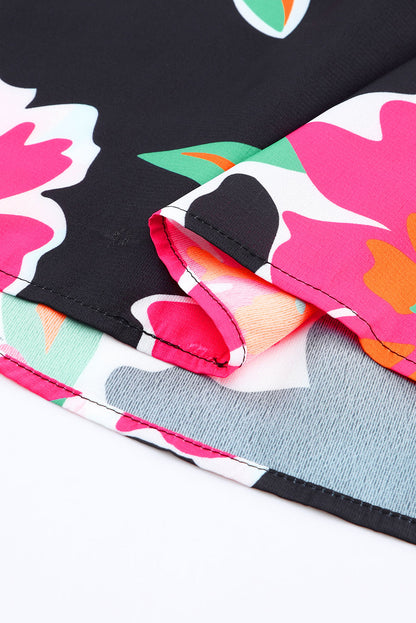 Chemisier à manches bouffantes et imprimé fleuri 