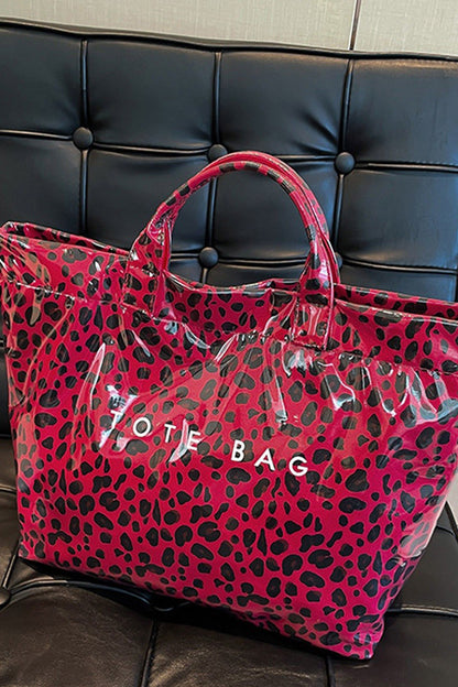 Fiery Red Leopard Print Travel Tote Bag