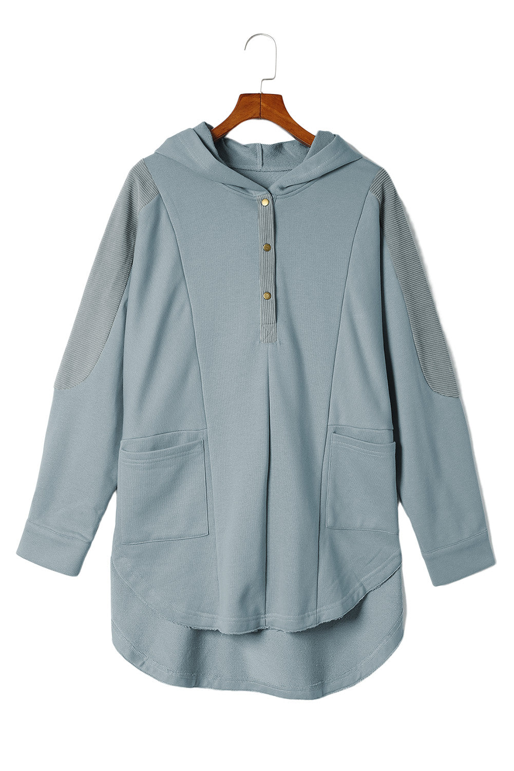 Sweat à capuche Henley surdimensionné avec poches latérales et patchwork de roses