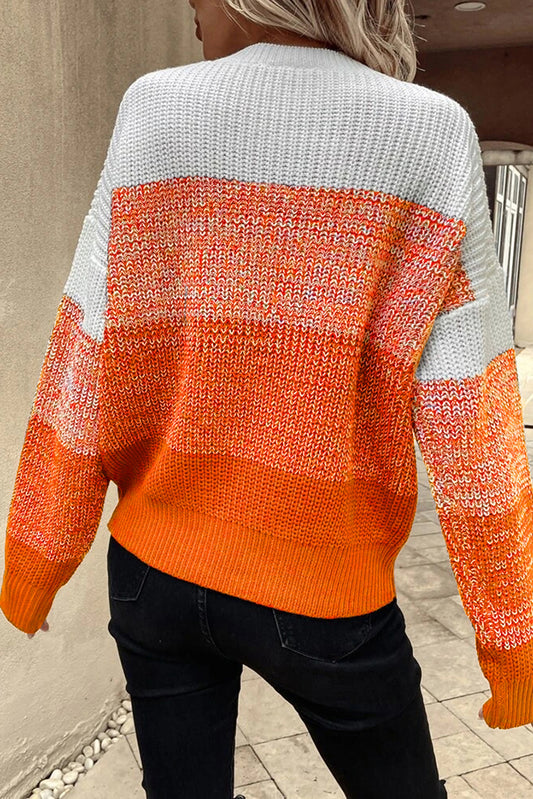 Jersey con ribete de canalé y hombros caídos en bloques de color naranja