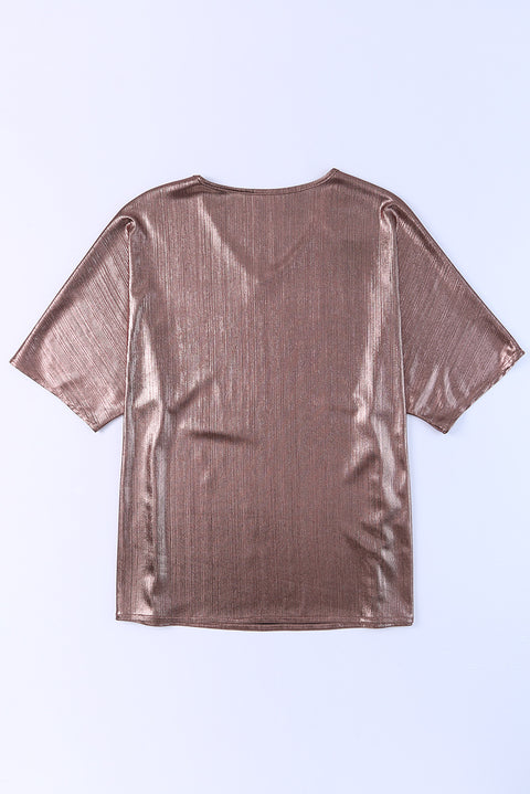 Camiseta extragrande metalizada con textura cobre