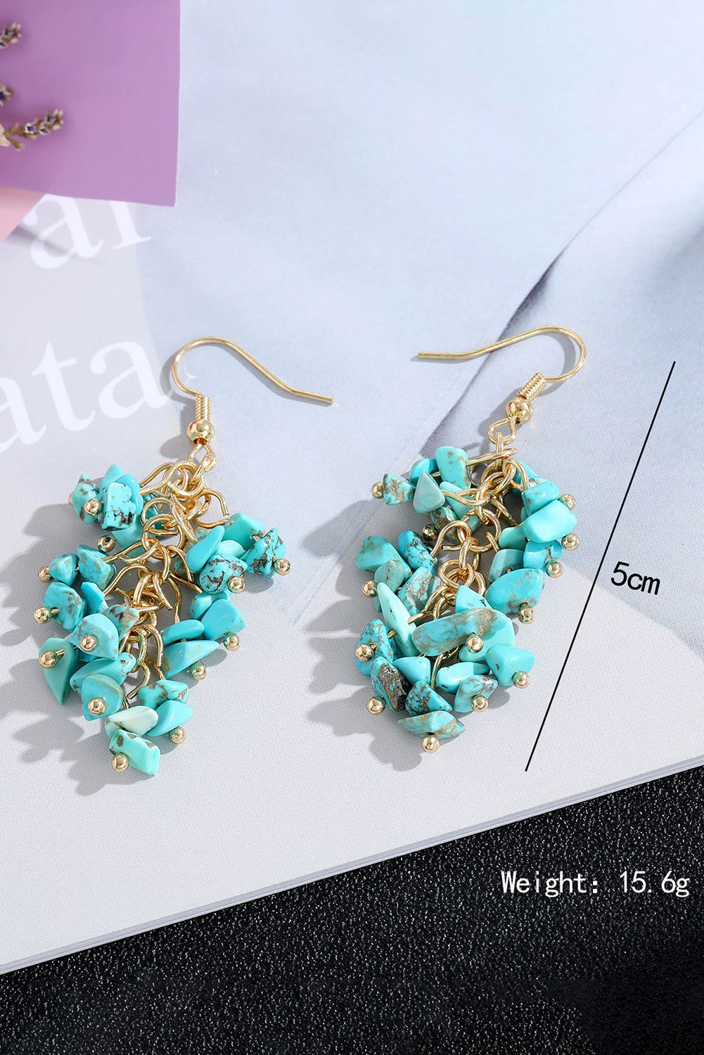 Turquoise Cluster Drop Earrings