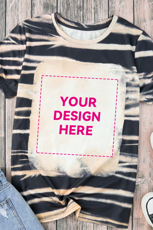 Blank Apparel - Blue Tie Dye Stripe Print Basic Tee