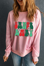 Pink SANTA BABY Sweet Floral Graphic Sweatshirt