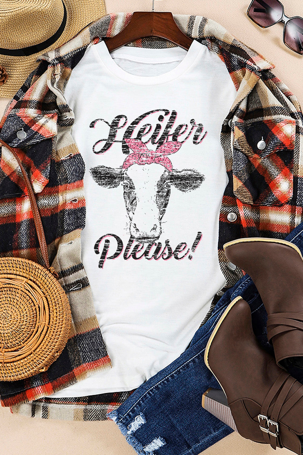 T-shirt à imprimé graphique mignon Heifer Please