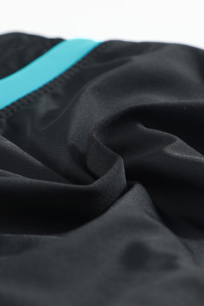 Blue Trim Black Women Swim Boardshort