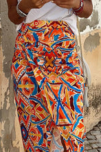 Yellow Geometric Abstract Print Slit High Waist Maxi Skirt