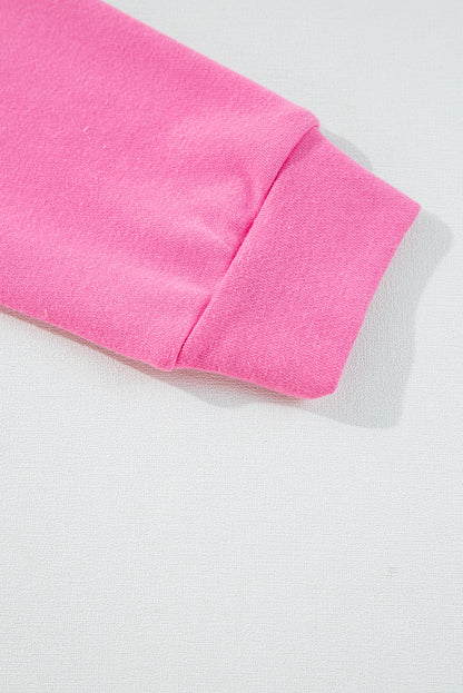 Ensemble haut à manches longues et short rose à imprimé patchwork