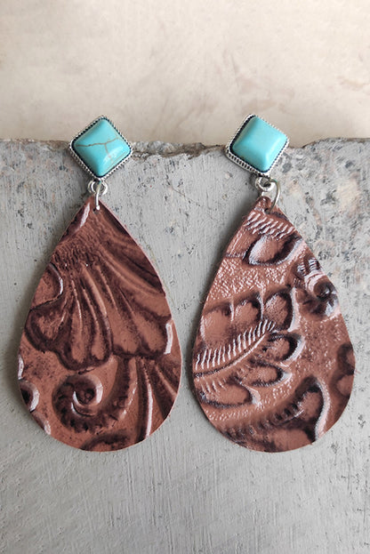 Vintage Turquoise Embossed Drop Earrings