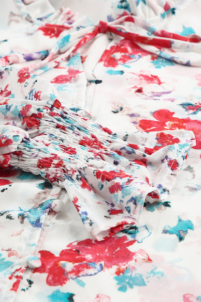 Chemisier à smocks fleuri Cakewalk