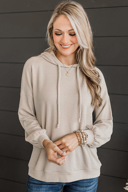 Parchment Corded Drawstring Pullover Hoodie