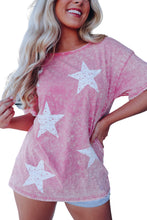 Camiseta con gráfico de lavado mineral y estampado de estrellas vintage 