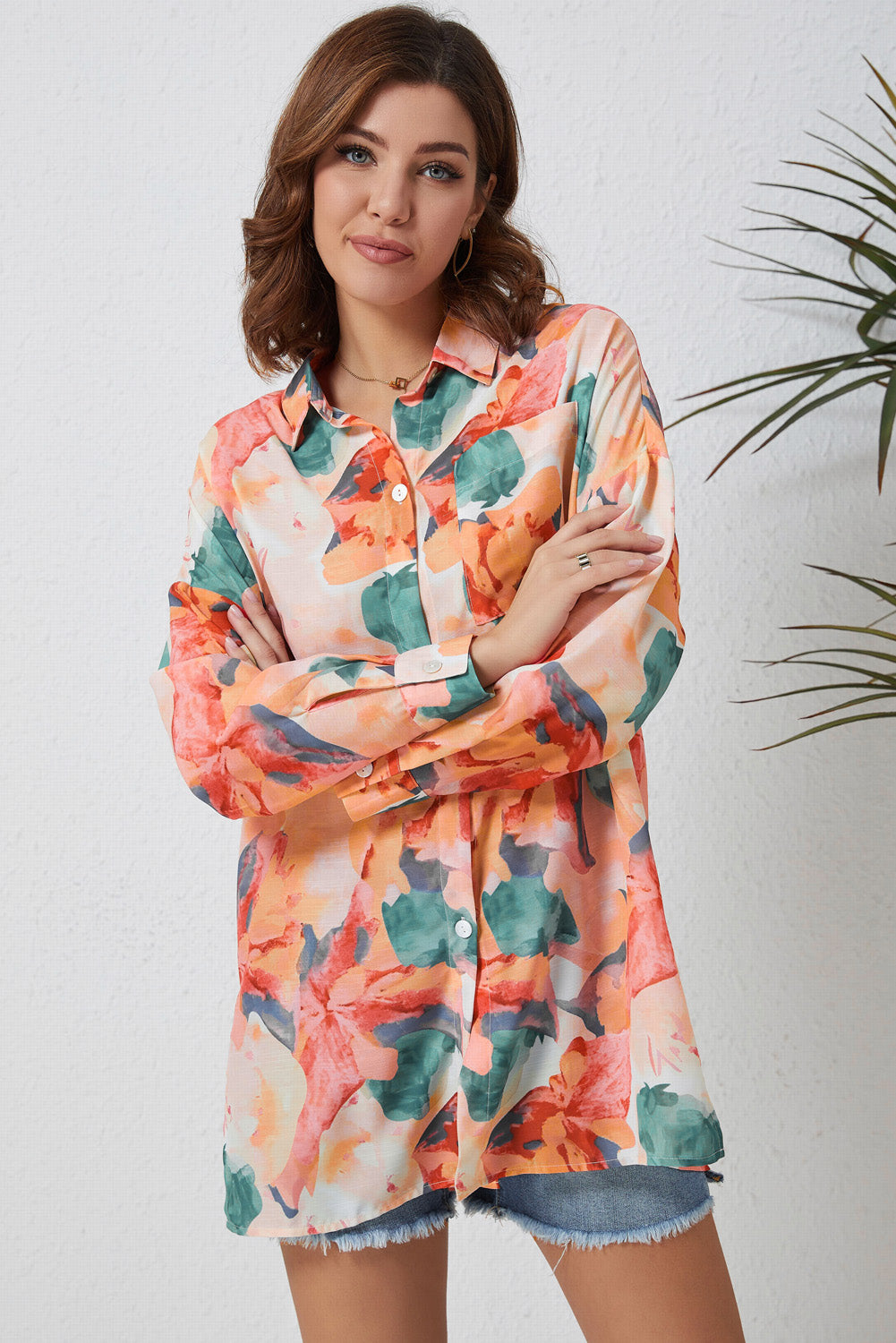 Camisa holgada con estampado floral