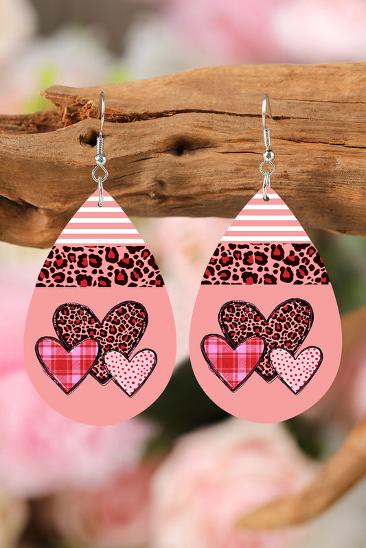 Multi Pattern Heart Print Valentine's Day Earrings