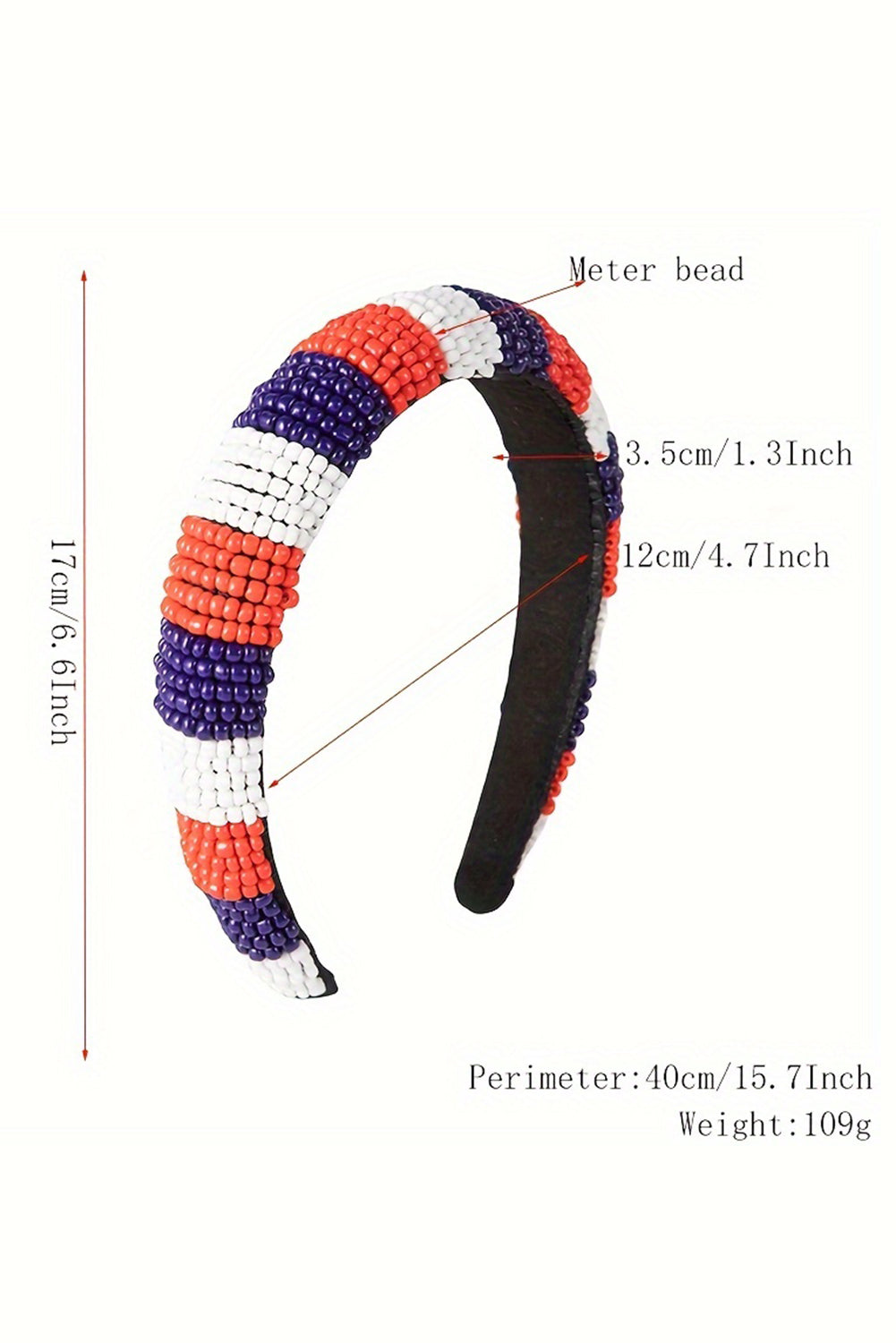 Bandeau large à perles bleu foncé pour le jour du drapeau