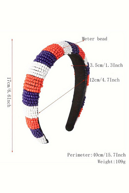 Bandeau large à perles bleu foncé pour le jour du drapeau