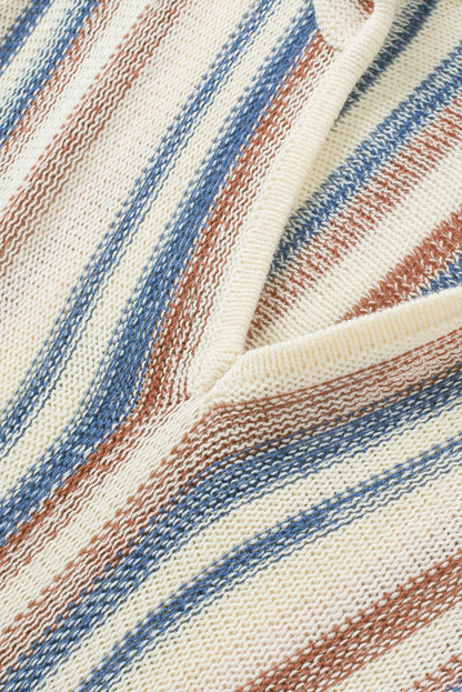 Pull à capuche à rayures multicolores et poche kangourou 