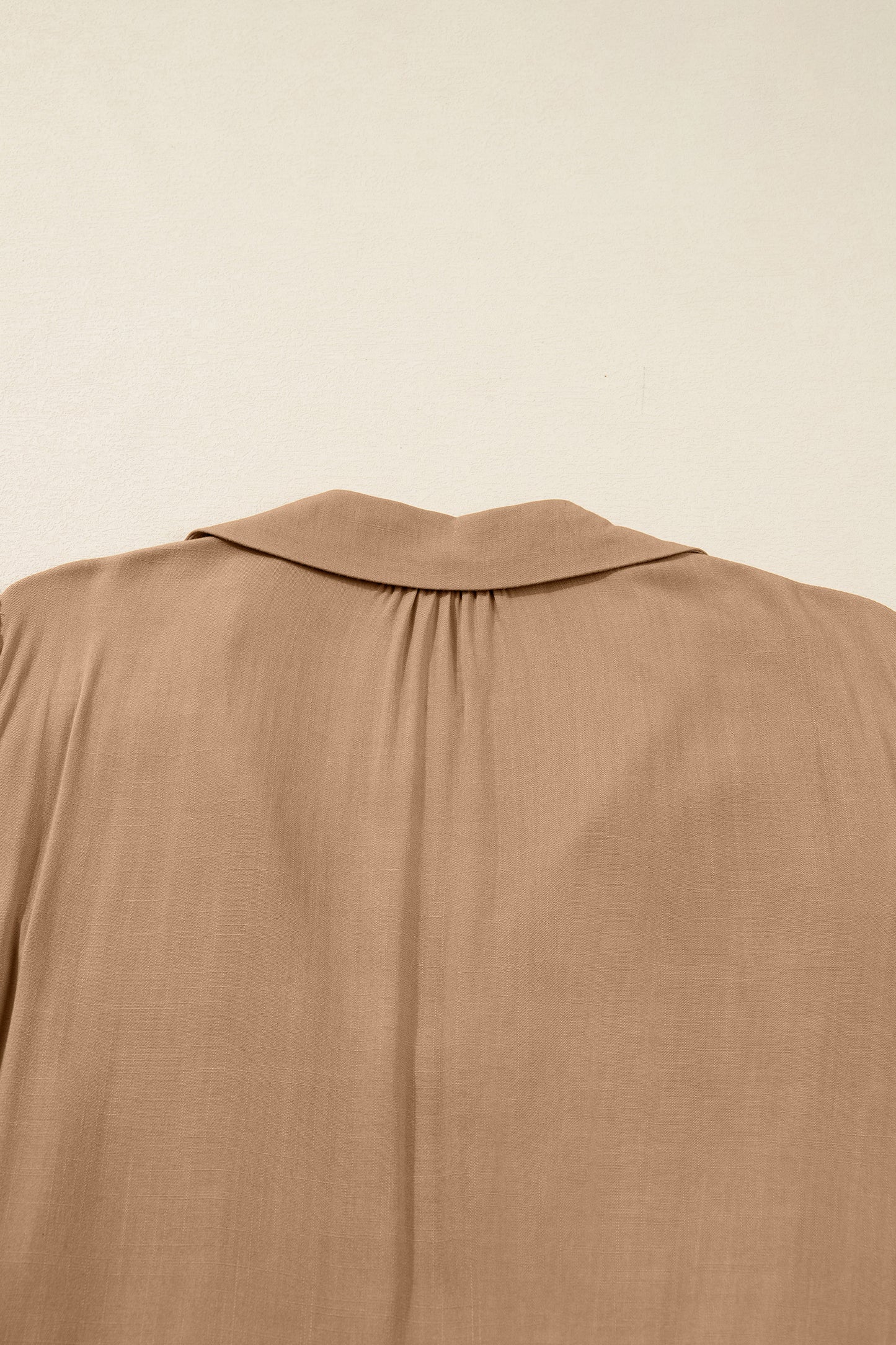 Chestnut Smocked V Neckline Leopard Piping Accent Bracelet Plus Size Long Dress