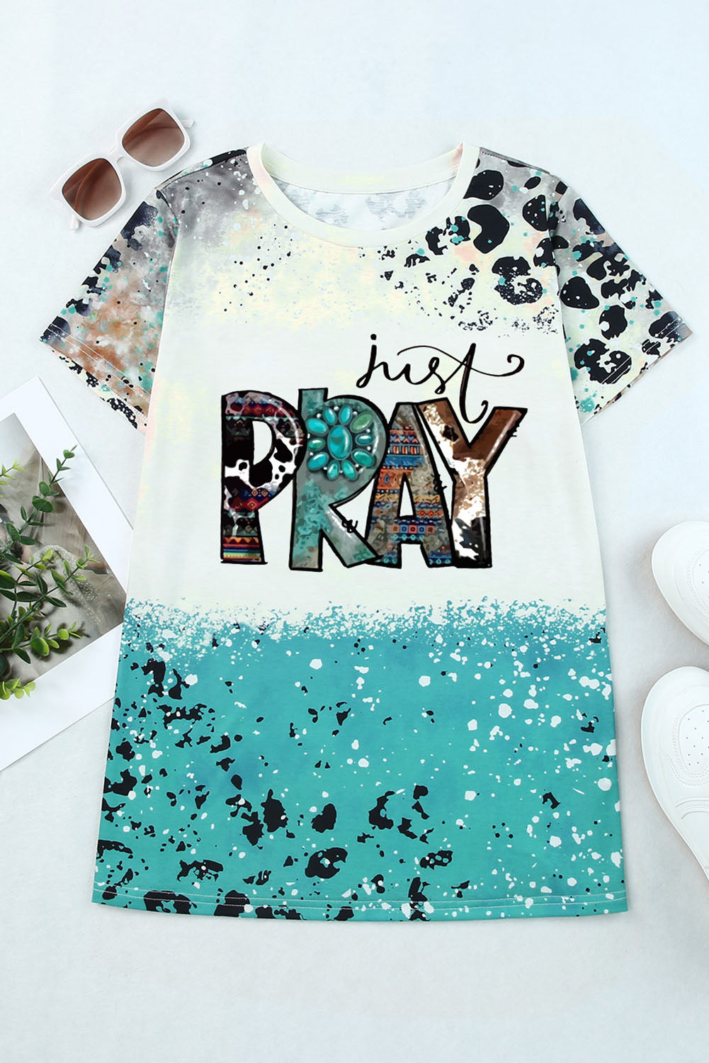 Just PRAY Camiseta con estampado de mezcla de moda occidental